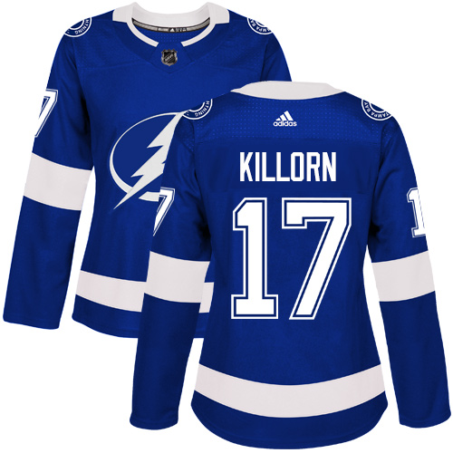 Adidas Tampa Bay Lightning 17 Alex Killorn Blue Home Authentic Women Stitched NHL Jersey